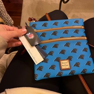 NWT Dooney & Bourke Carolina Panthers Double Zip Purse
